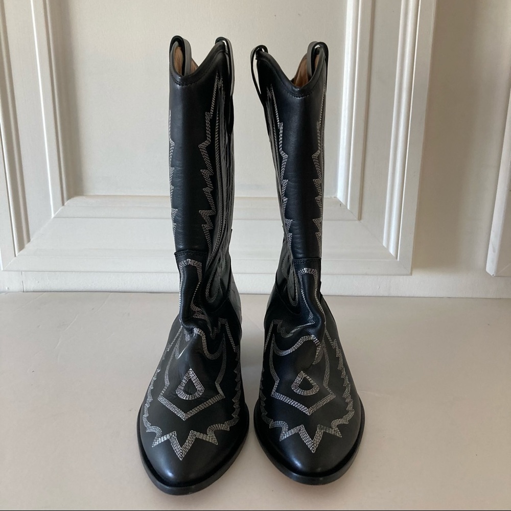 New Free People Toral Black Cross Your Heart Western Boots Sz 38 - Picture 5 of 8